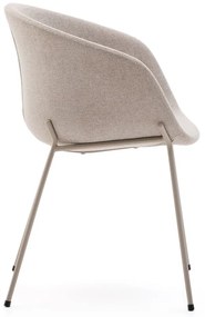 Bézs kárpitozott karfás étkezőfotel Yvette – Kave Home