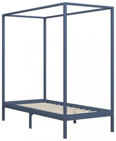 szürke tömör fenyőfa baldachinos ágykeret 90 x 200 cm