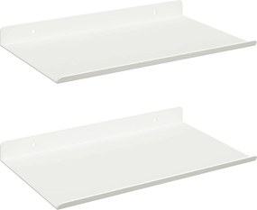 vidaXL Lebegő polc Falra szerelhető 2 pcs Fehér 30 x 18 x 2,5 cm Acél