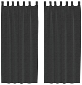 vidaXL 2 db fekete fátyolfüggönyök fülecske tetejével 140x260 cm