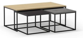 Szürke-natúr színű dohányzóasztal szett 3 db-os 60x110 cm Camelia – Marckeric