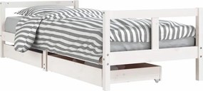 vidaXL fehér tömör fenyőfa gyerekágykeret fiókokkal 80 x 200 cm