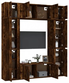 vidaXL 8 részes füstös tölgy színű szerelt fa TV-szekrényszett