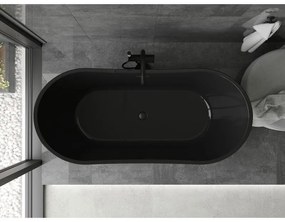 Mexen Montana, szabadon álló kád 170 x 80 cm, fekete, fekete túlfolyó, 52011708070-70