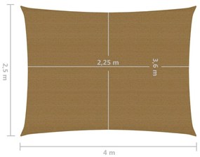 tópszínű HDPE napvitorla 160 g/m² 2,5 x 4 m