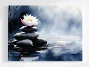 Vászonkép Canvas Lótusz Virág Kert Kövek Harmónia Zen 100x75