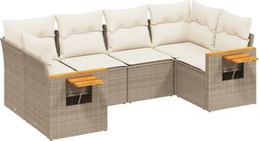 vidaXL 6 részes bézs polyrattan kerti ülőgarnitúra párnával