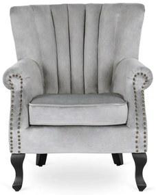 Chesterfield Fotel Szürke Bársony Kárpittal. MALLO