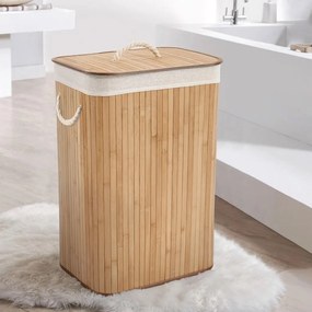 Compactor Bamboo szennyestartó kosár, szögletes,természetes