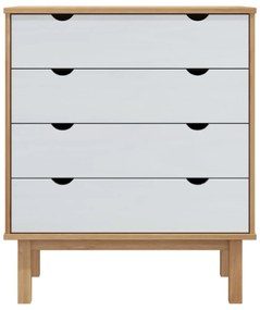 OTTA barna-fehér tömör fenyőfa fiókos szekrény 76,5x39,5x90 cm