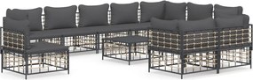vidaXL 11 részes antracitszürke polyrattan kerti ülőgarnitúra párnával