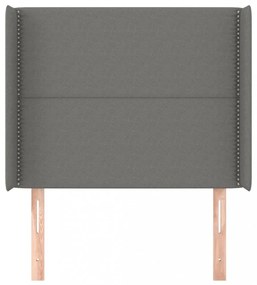 sötétszürke szövet fejtámla szárnyakkal 83x16x118/128 cm