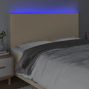 krémszínű szövet LED-es fejtámla 200x5x118/128 cm
