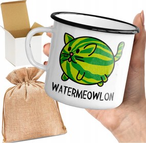 Bögre_emalinált Nyomtatott Watermeolon Macska Cica Görögdinnye Bögre Nyomtatás