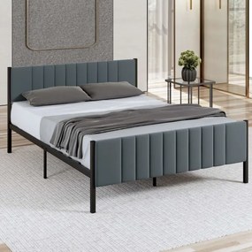 Fém kétszemélyes ágy LUNOR 120x200 cm antracit teherbírás 120 kg