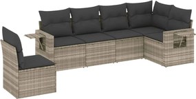 vidaXL 6 részes világosszürke polyrattan kerti ülőgarnitúra párnákkal