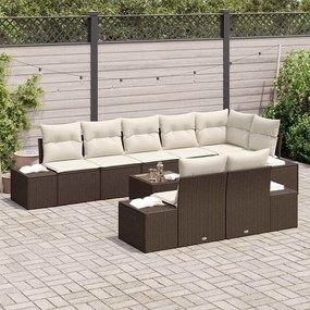 Kerti Kanapé Szett 9 pcs Barna és krémszínű Poli rattan