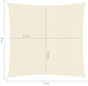 krémszínű HDPE napvitorla 160 g/m² 4 x 4 m