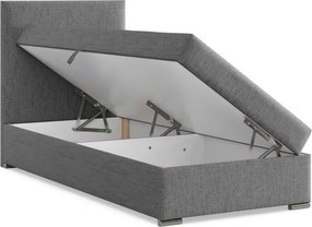 Agen egyszemélyes ágy, szövet, ágyneműtartóval, szürke