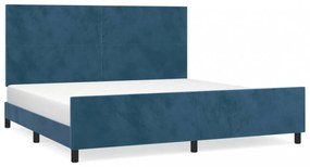 sötétkék bársony ágykeret matrac nélkül 200x200 cm