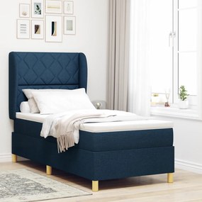 Boxspringágy Mattal - Kék - 90x190 cm - Szövet