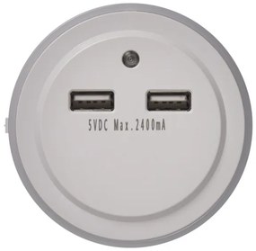 LED konnektorba dugható éjszakai lámpa fényérzékelővel+2xUSB 3xLED/0,3W/230V