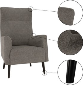 Füles fotel, szürke/fekete, SAMY