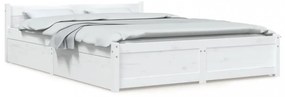 vidaXL fehér ágykeret fiókokkal 120 x 200 cm