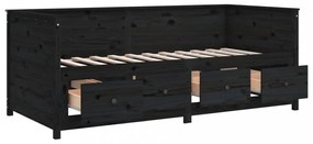 fekete tömör fenyőfa kanapéágy 90 x 200 cm
