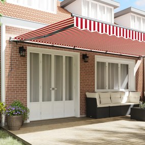Automatikus Behúzható Napellenző Piros és Fehér Csíkos 600x300 cm