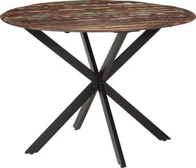 vidaXL tömör újrahasznosított fa és acél étkezőasztal Ø110 x 78 cm