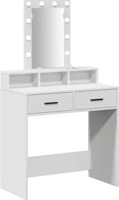 vidaXL Öltözködőasztal tükör lámpákkal Fehér 79 x 41 x 140 cm Faanyag