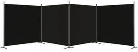 4 paneles fekete szövet térelválasztó 698x180 cm