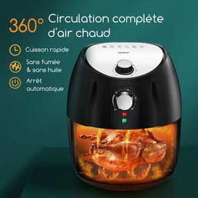 Aigostar - Forró levegős sütő 1500W/230V 3,5l fekete