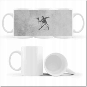 Banksy Flower Thrower nyomott mintás bögre