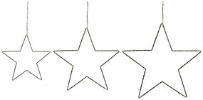 Háromdarabos Ezüst Csillag Alakú Dekorációs Készlet LED Fénnyel KUNNARI Beliani