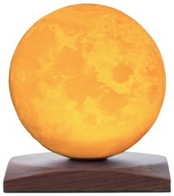 Sötétbarna diófa LED asztali lámpa (magasság 13 cm) Smart LunaSpin – Gingko