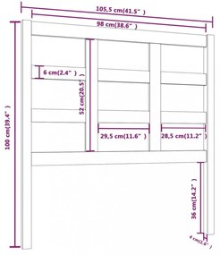 mézbarna tömör fenyőfa ágyfejtámla 105,5x4x100 cm
