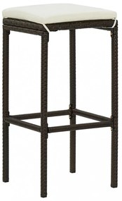 4 részes barna polyrattan kerti bárszett párnával