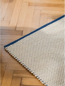 Kék-bézs kézi szövésű gyapjú szőnyeg 140x200 cm Lenu – noo.ma
