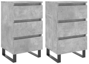2 db betonszürke szerelt fa éjjeliszekrény 40x35x69 cm