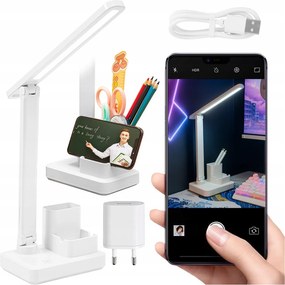 Asztali Led Lámpa Vezeték Nélküli Újratölthető Iskolai Íróasztal Fehér Usb