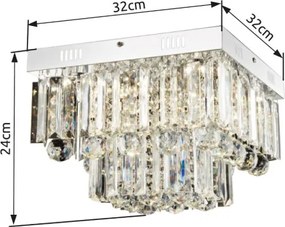 Globo 68594-6A Mennyezeti króm, akril , LxBxH:320x320x240, tartozék: 6xLED 3W 9,6V, 6X250lm, 4000K