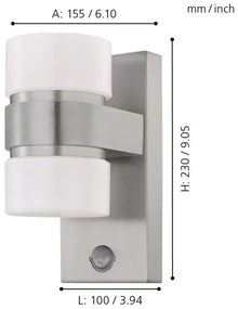 Eglo 96277 - LED Kültéri fali lámpa a mozgásérzékelős ATOLLARI 2xLED/6W