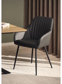 Sötétszürke kárpitozott karfás étkezőfotel szett 2 db-os Nolan Stripe – Unique Furniture