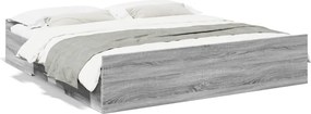 vidaXL sonoma tölgyszínű szerelt fa ágykeret fiókokkal 200 x 200 cm