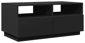 fekete dohányzóasztal LED-lámpákkal 90x49x40 cm