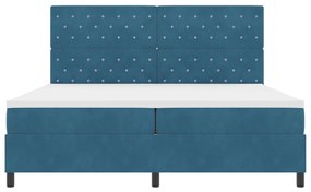 Boxspring Ágy Mattal Sötétkék 200x200 cm Bársonyos