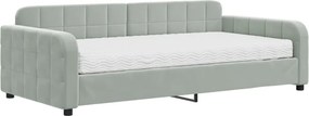 vidaXL világosszürke bársony kanapéágy matraccal 100 x 200 cm