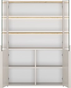 Amilio vitrines szekrény 100 cm kétszárnyú - kasmír / olajozott tölgy / kasmír fogantyúk